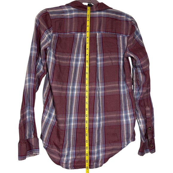 Lightweight Flannel Top - Wine/Burgundy, White, and Periwinkle/Purplish-Blue - Picture 16 of 17